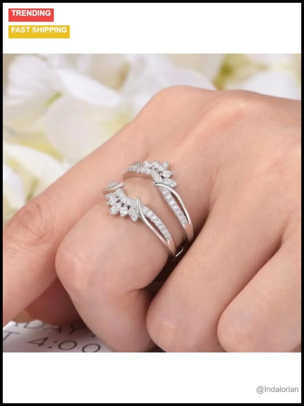 Vintage Cubic Zirconia Ring Enhancer in 925 Sterling Silver